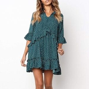 Cherfly Ruffle Dress Size Medium NWT